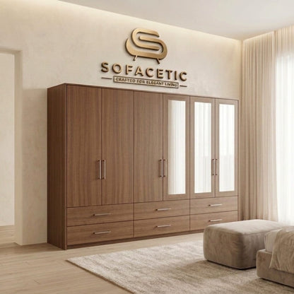 6 Door Walnut color Wardrobe