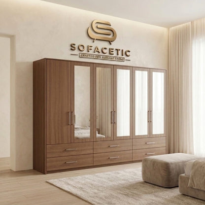6 Door Walnut color Wardrobe