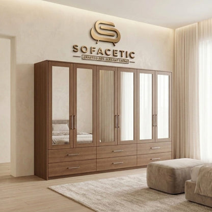 6 Door Walnut color Wardrobe