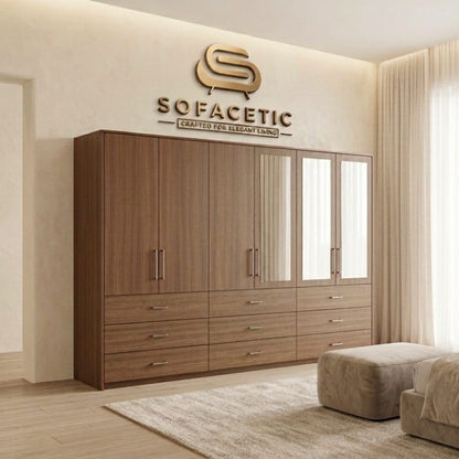 6 Door Walnut color Wardrobe