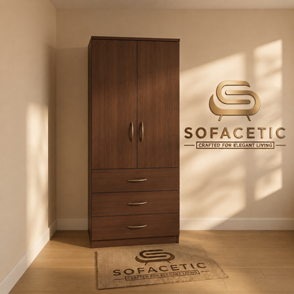 2 Door Walnut Color Wardrobe