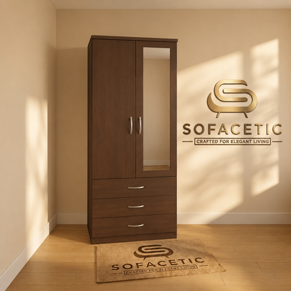 2 Door Walnut Color Wardrobe