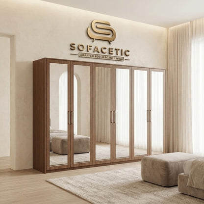 6 Door Walnut color Wardrobe
