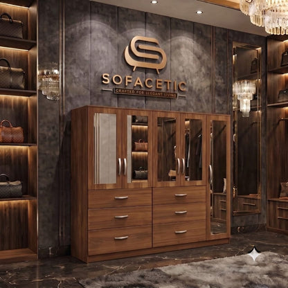 5 Door Walnut color Wardrobe