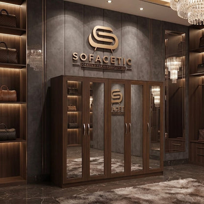 5 Door Walnut color Wardrobe