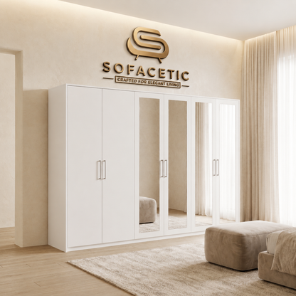 6 Door white color Wardrobe